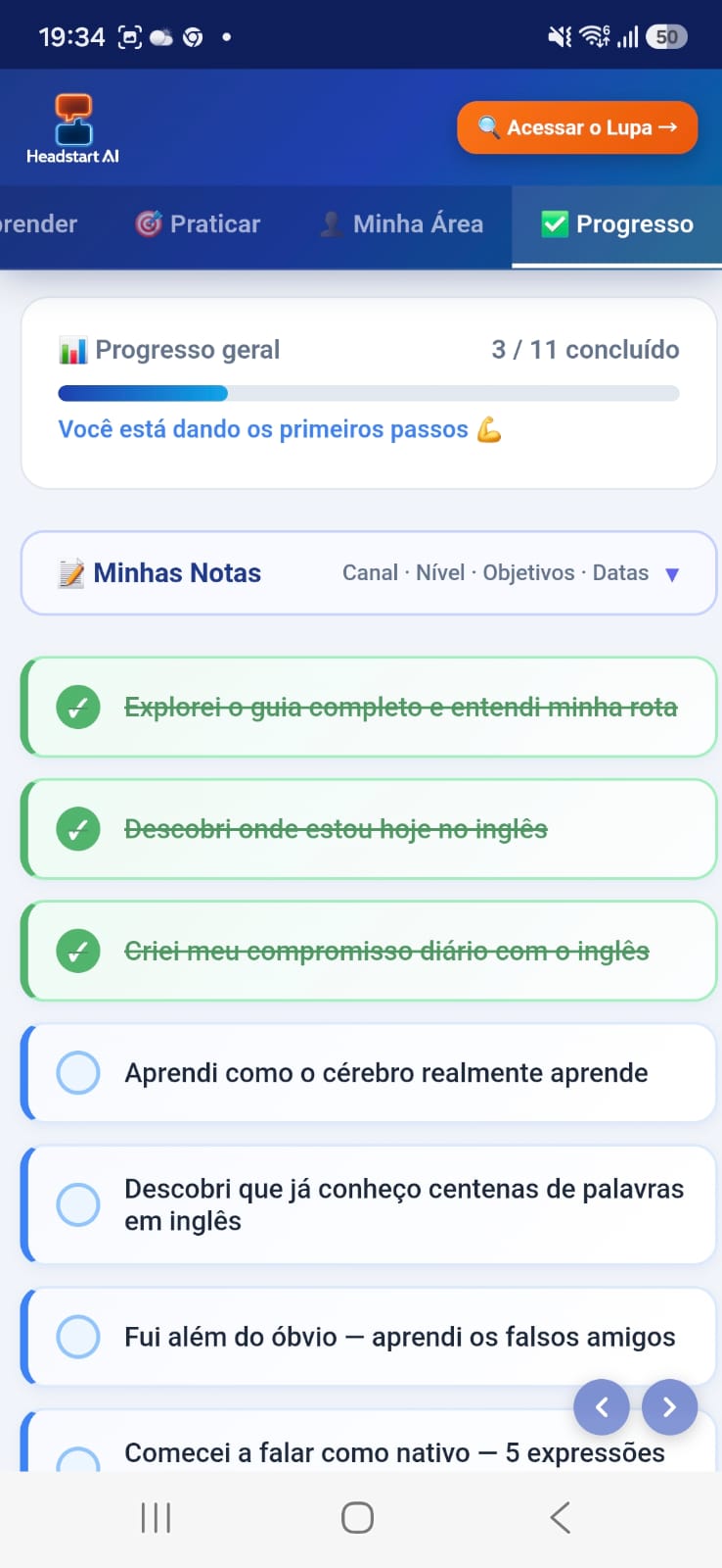 Progresso — Lupa